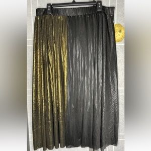 MARC New York Midi Shimmer Skirt Black Gold Stretchy Women